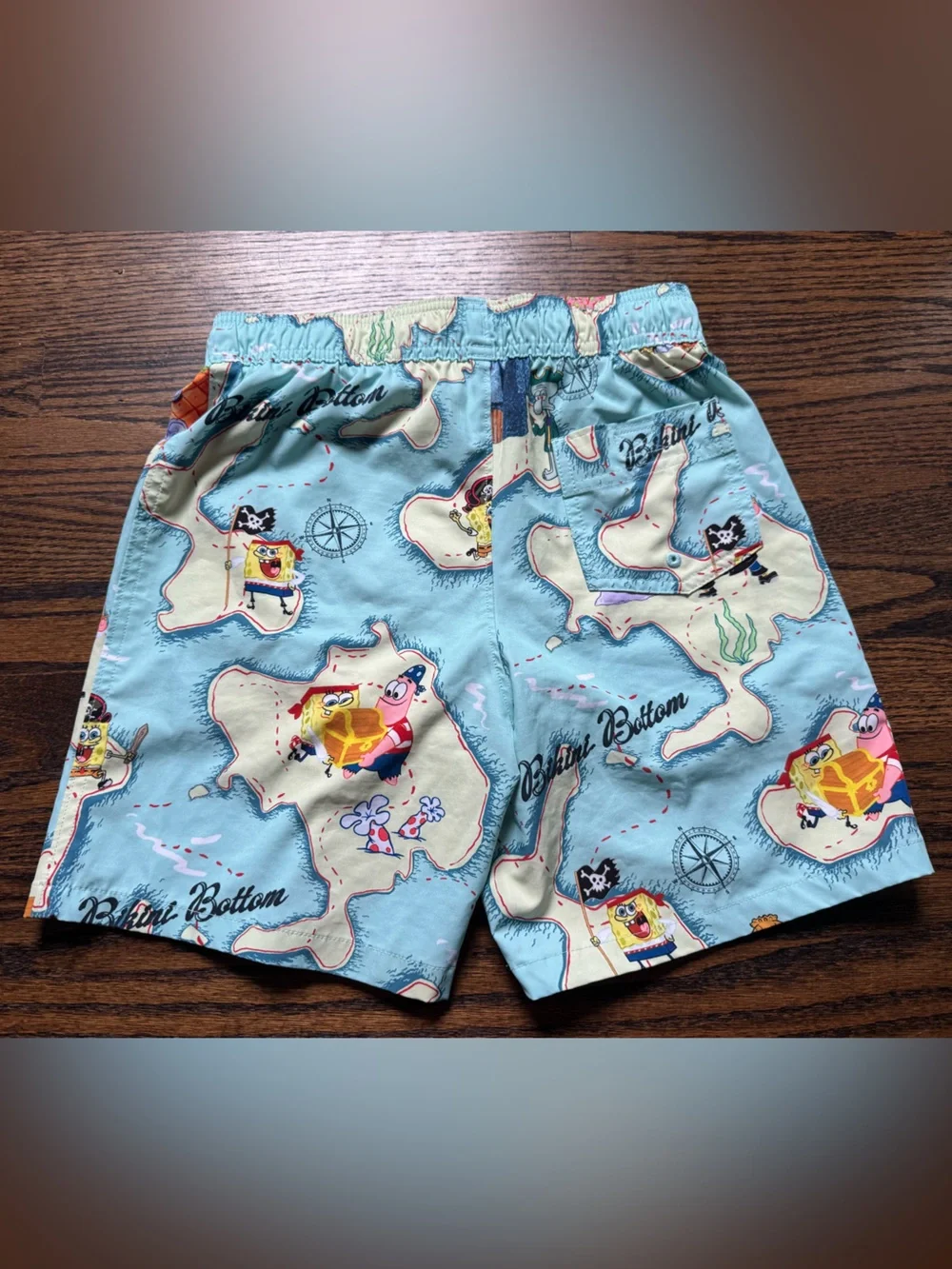 abercrombie kids Light Blue SpongeBob Pirate Map Swim Shorts